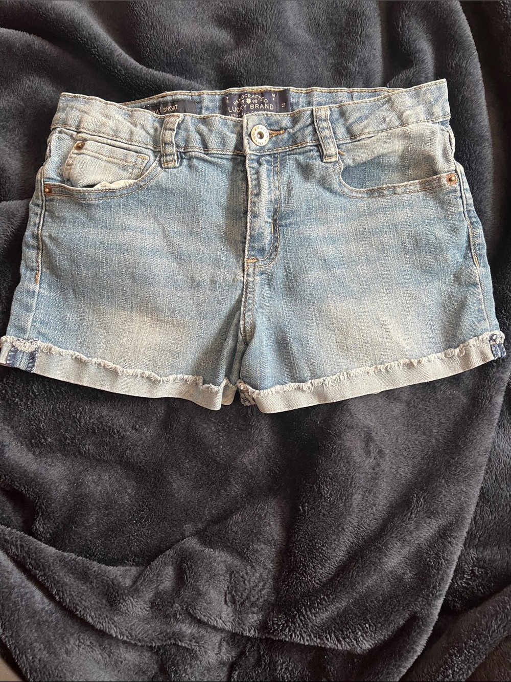 Lucky Brand Washed Blue Denim Roll-Hem Shorts
